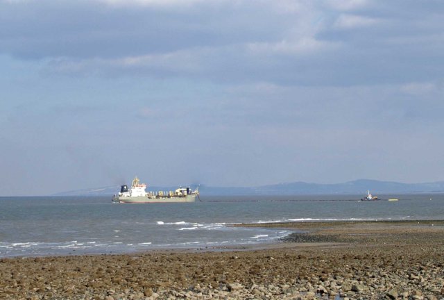The dredging ship the Barent Zanen off Rhos Point KONICA MINOLTA DIGITAL CAMERA